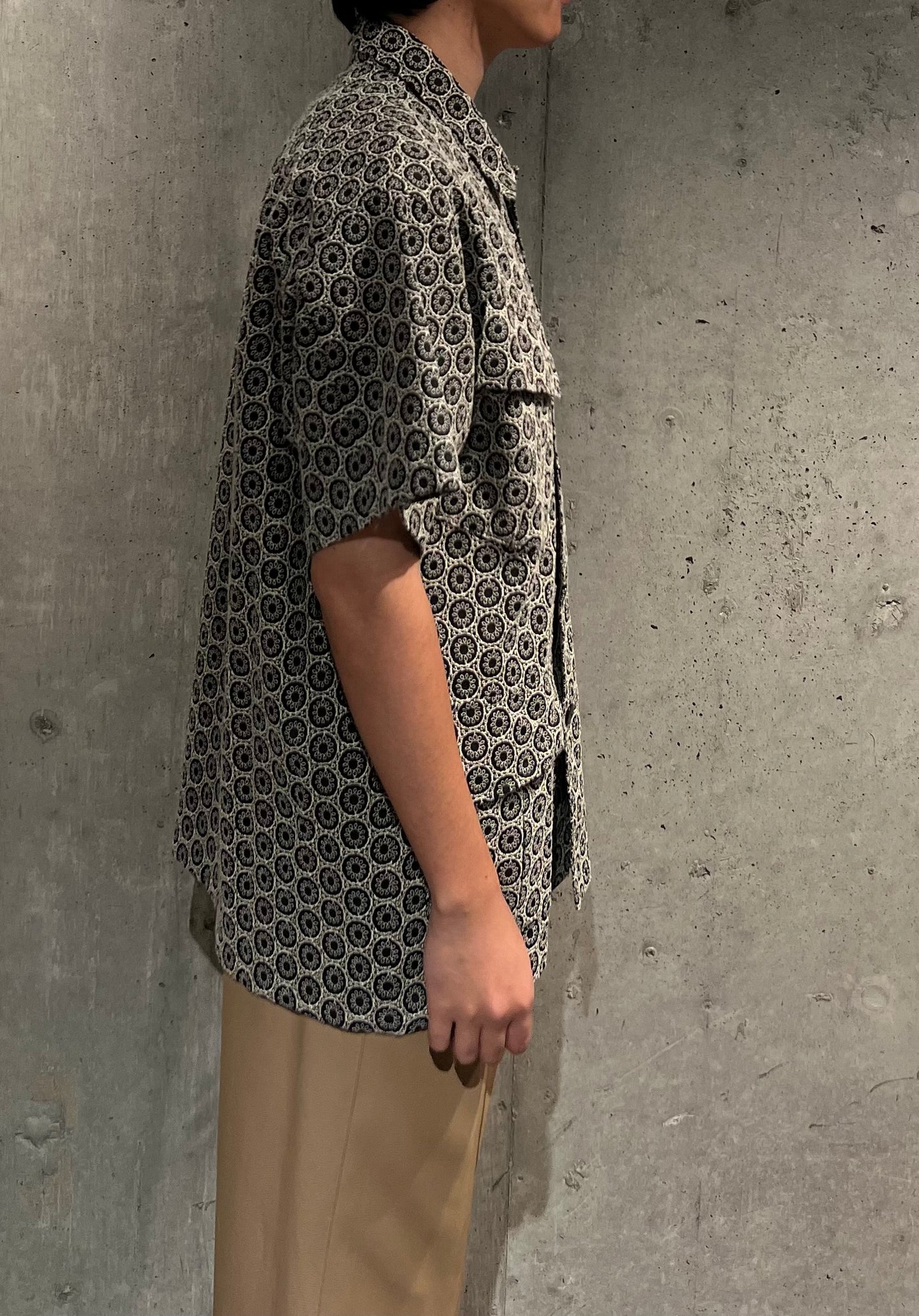 【Urig】ROUND EMB DRESS FATIGUE SHIRT SS