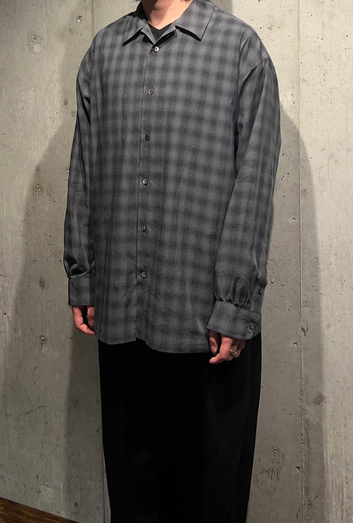 【Urig】OMBRE CHECK SIDE HIDE POCKET SHIRT LS