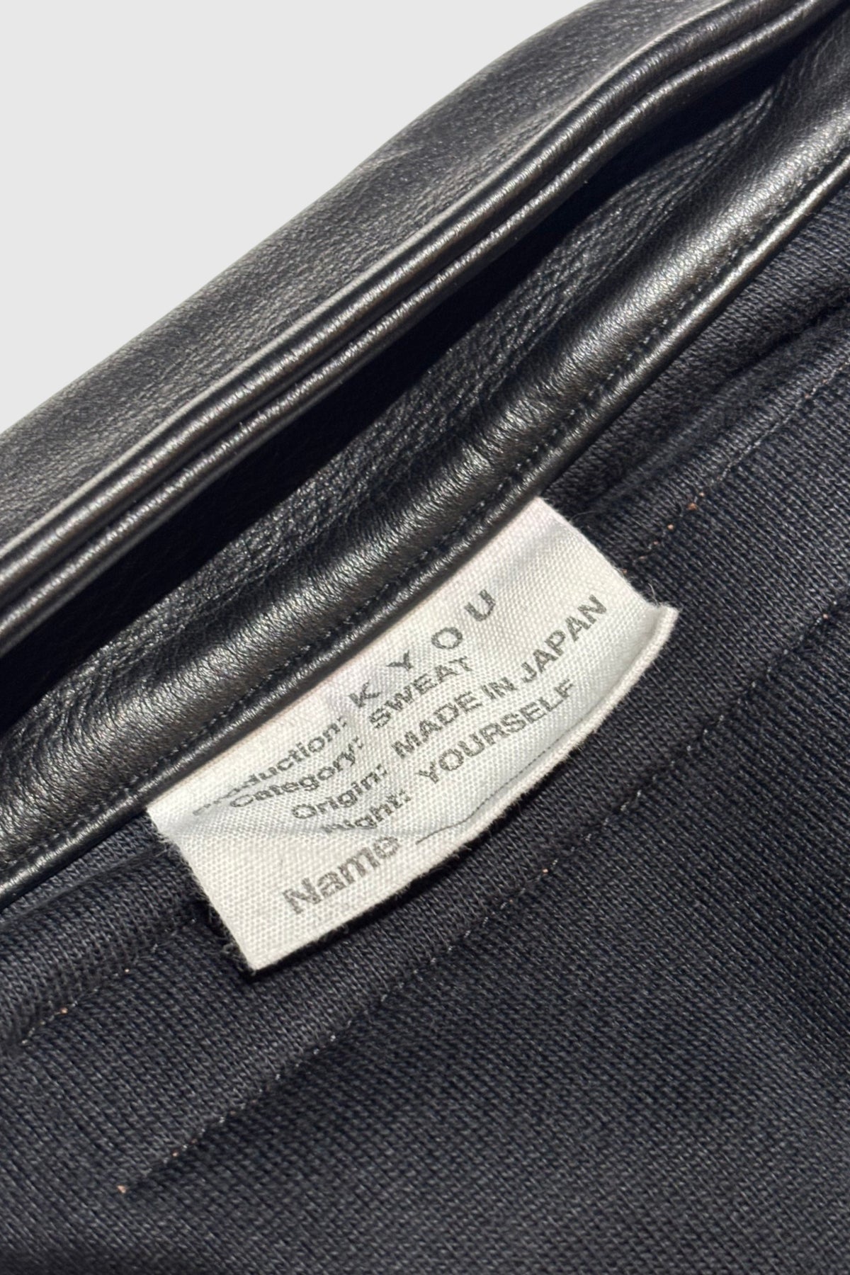 【KYOU】"BROTHERS" Leather × Supima Aging Cotton Sweat(BLACK)