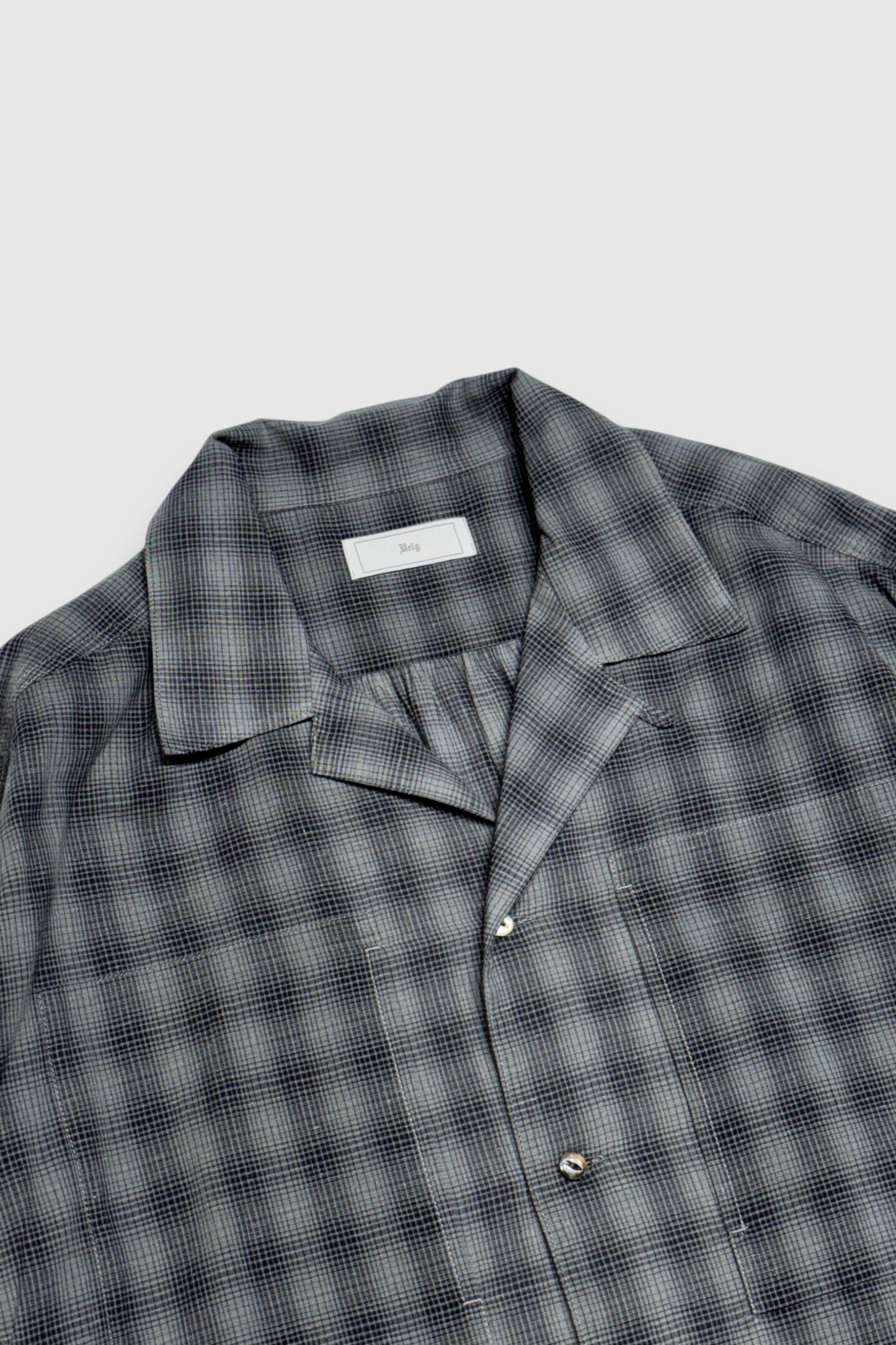【Urig】OMBRE CHECK 2P OPEN-COLLAR SHIRT SS