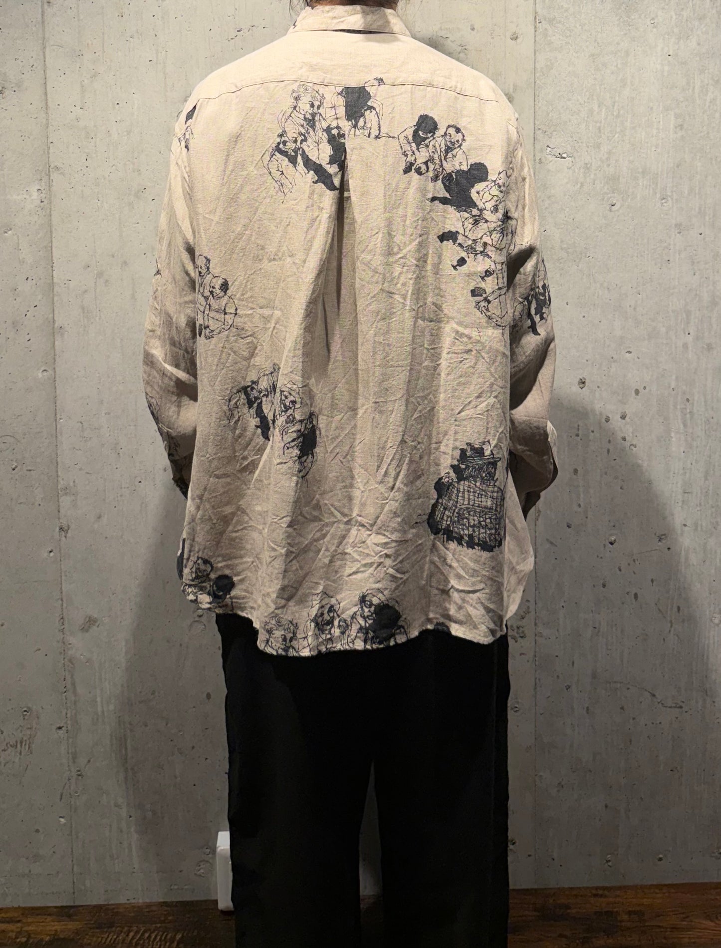 【YUTA MATSUOKA】リラックスフィットシャツ(ECRU PRINT)