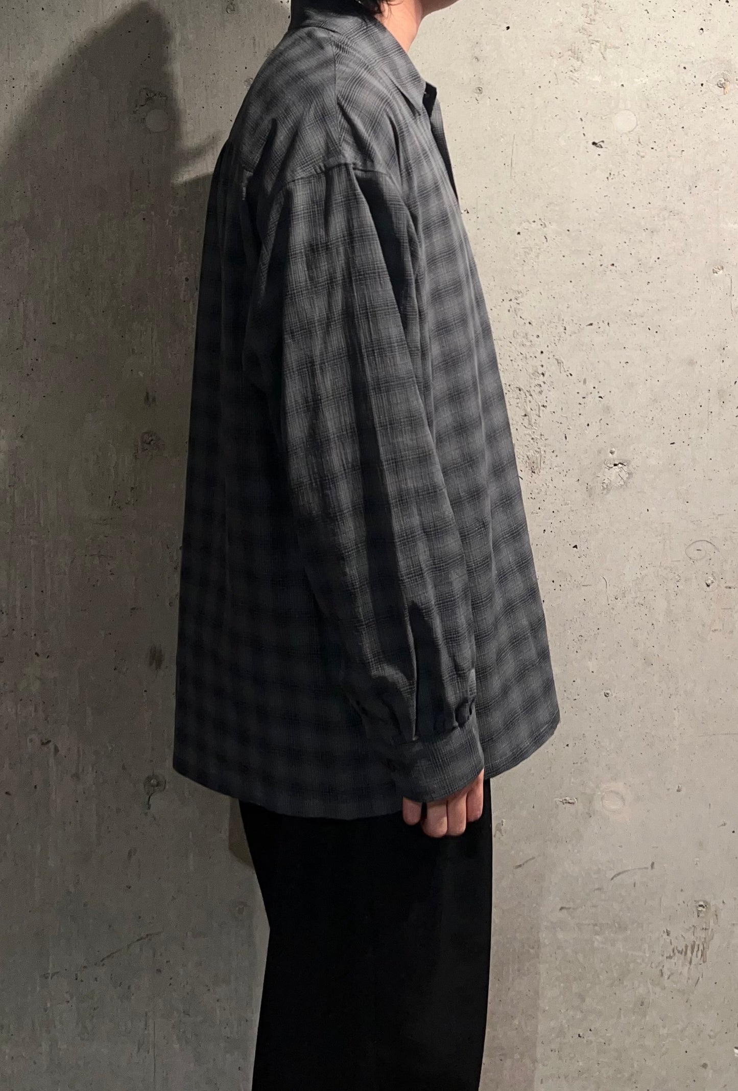 【Urig】OMBRE CHECK SIDE HIDE POCKET SHIRT LS