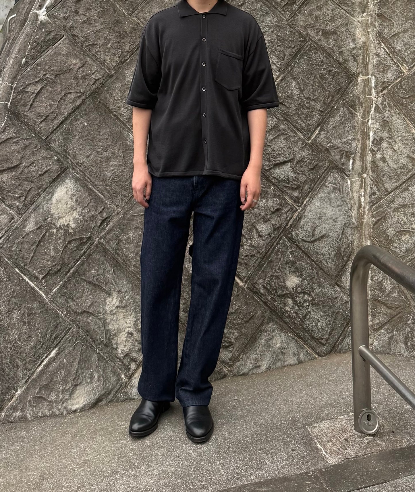 【LOYM】AETHER - GIZA Cotton Knit Shirt(CHARCOAL GRAY)