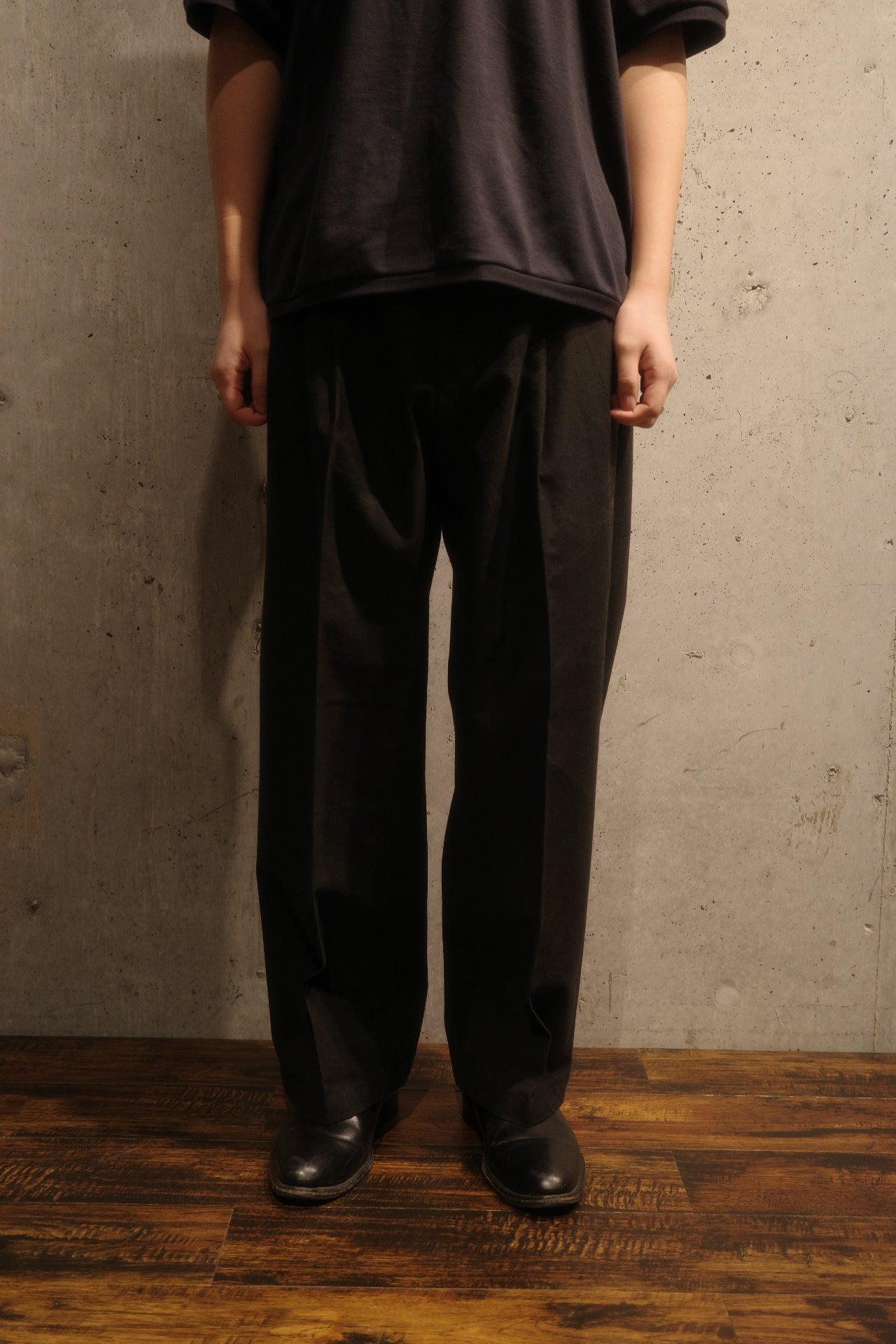 【YOKO SAKAMOTO】DOUBLE PLEATED TROUSERS(BLACK)