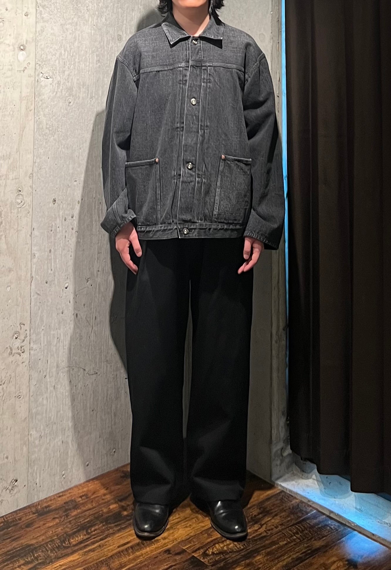 【YOKO SAKAMOTO】PLEATS JACKET (FADE BLACK)