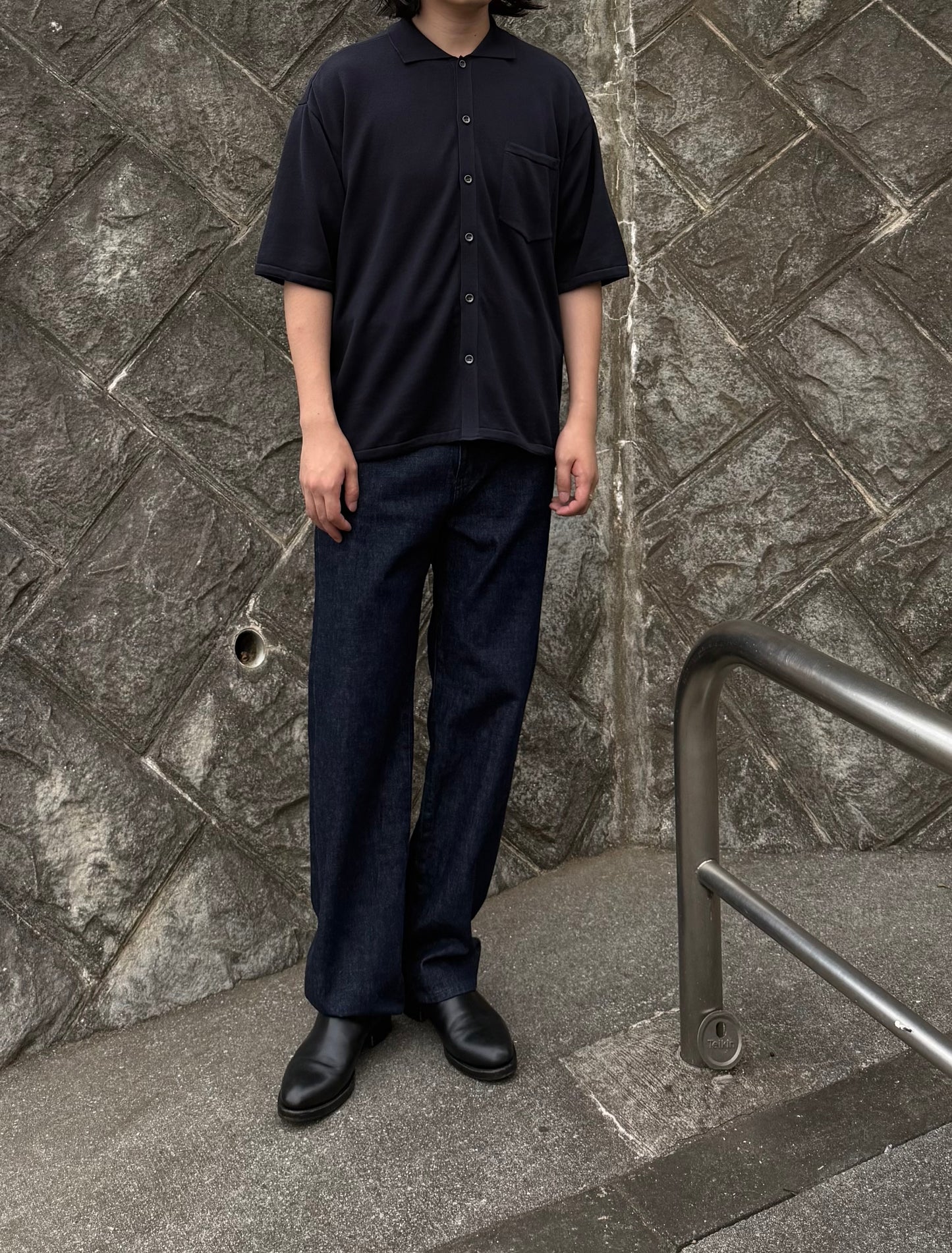 【LOYM】AETHER - GIZA Cotton Knit Shirt(DARK NAVY)