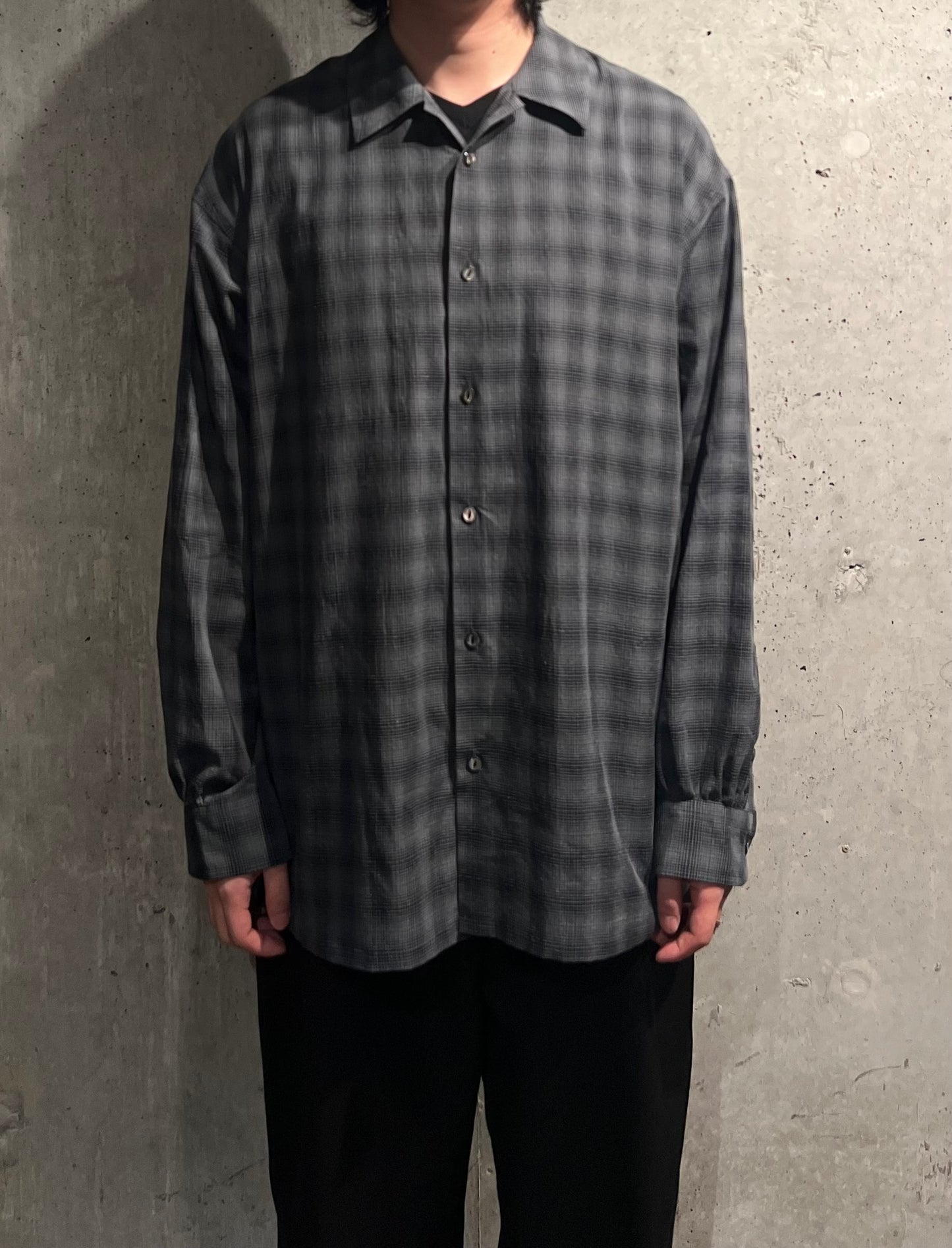 【Urig】OMBRE CHECK SIDE HIDE POCKET SHIRT LS