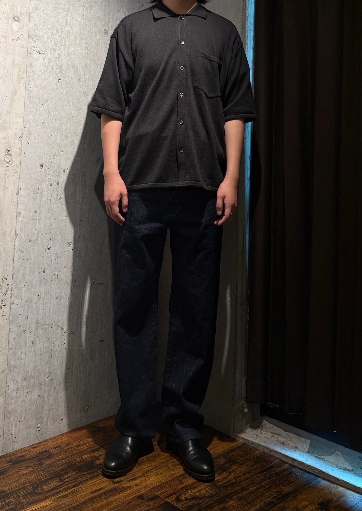 【LOYM】AETHER - GIZA Cotton Knit Shirt(CHARCOAL GRAY)