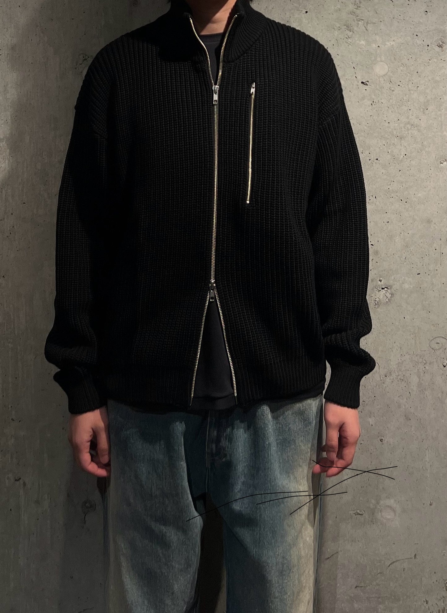 【LOYM】3POCKET DRIVERS KNIT(BLACK)