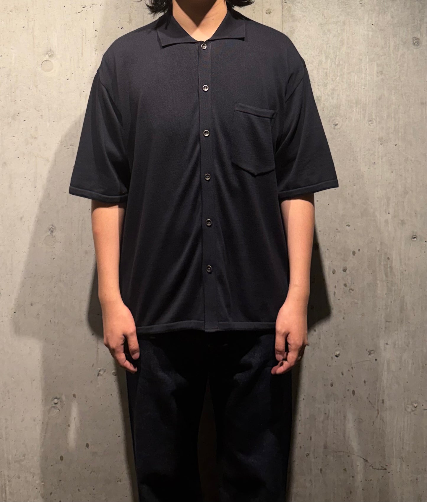 【LOYM】AETHER - GIZA Cotton Knit Shirt(DARK NAVY)