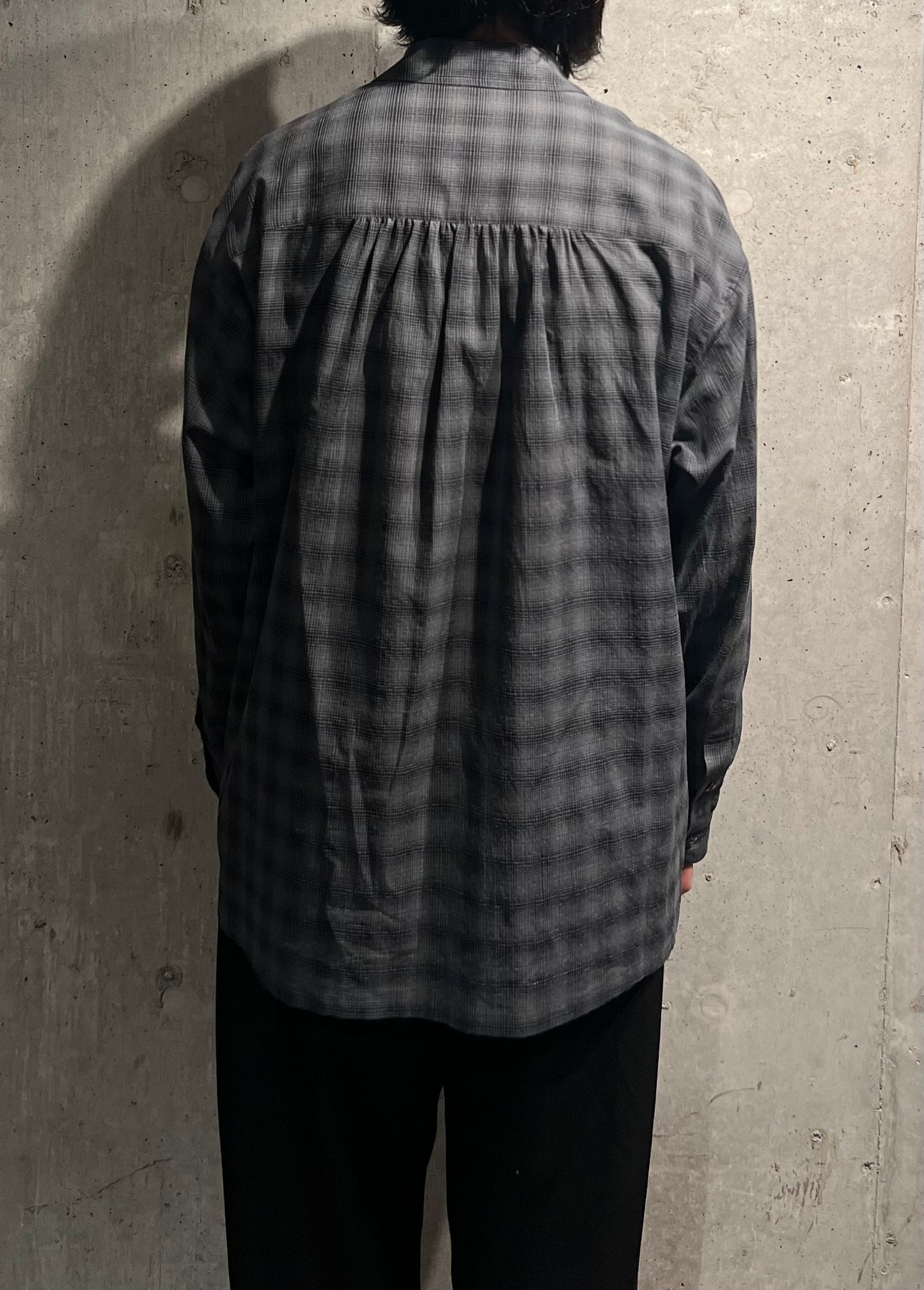 【Urig】OMBRE CHECK SIDE HIDE POCKET SHIRT LS