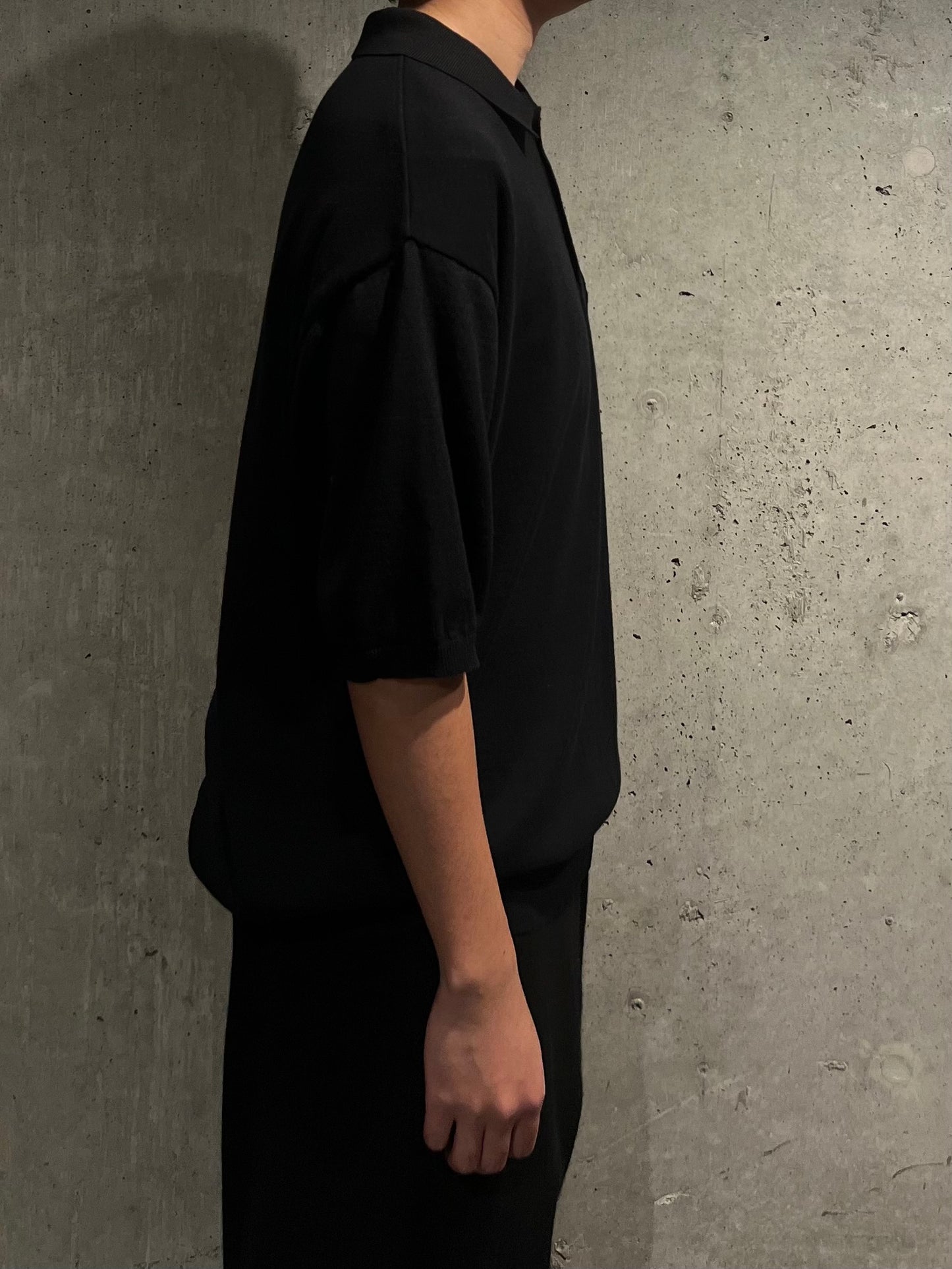 【LOYM】KNIT POLO HALF SLEEVE　BLACK