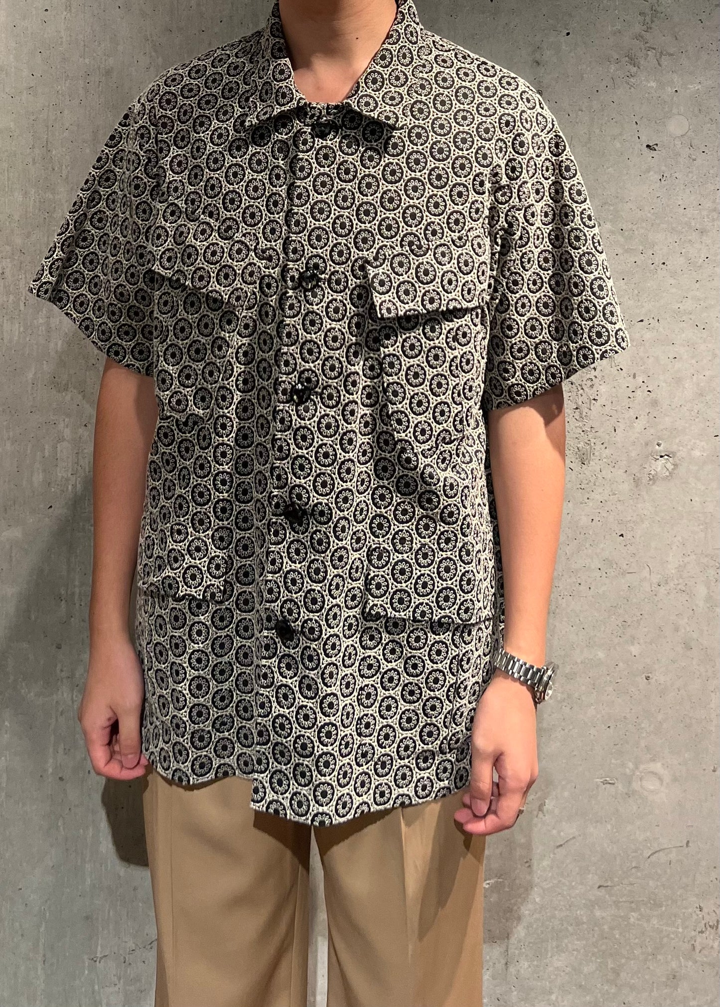 【Urig】ROUND EMB DRESS FATIGUE SHIRT SS
