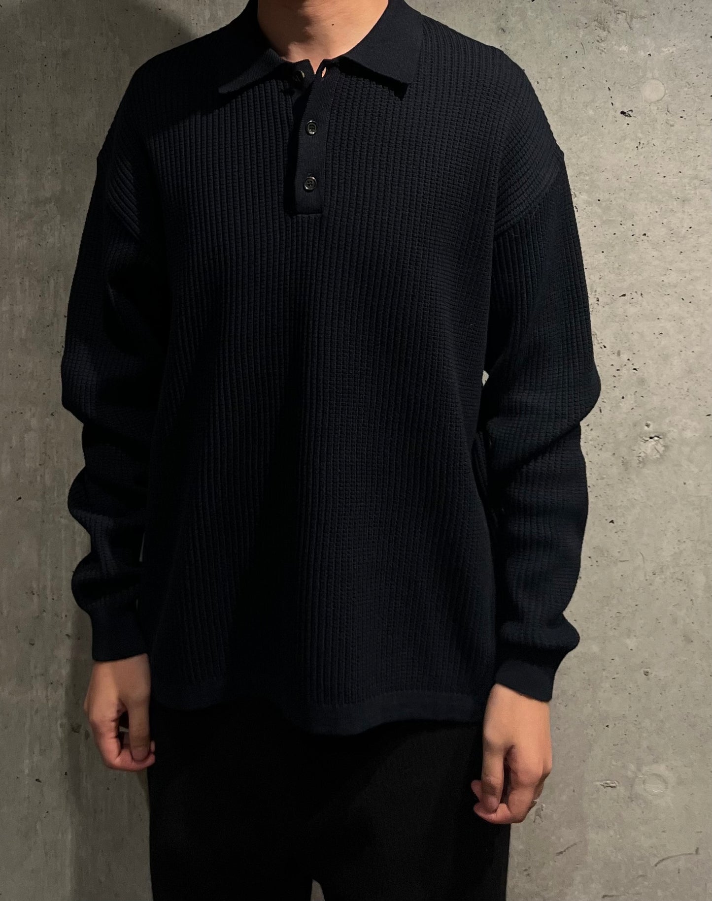 【LOYM】KNIT POLO DARK NAVY