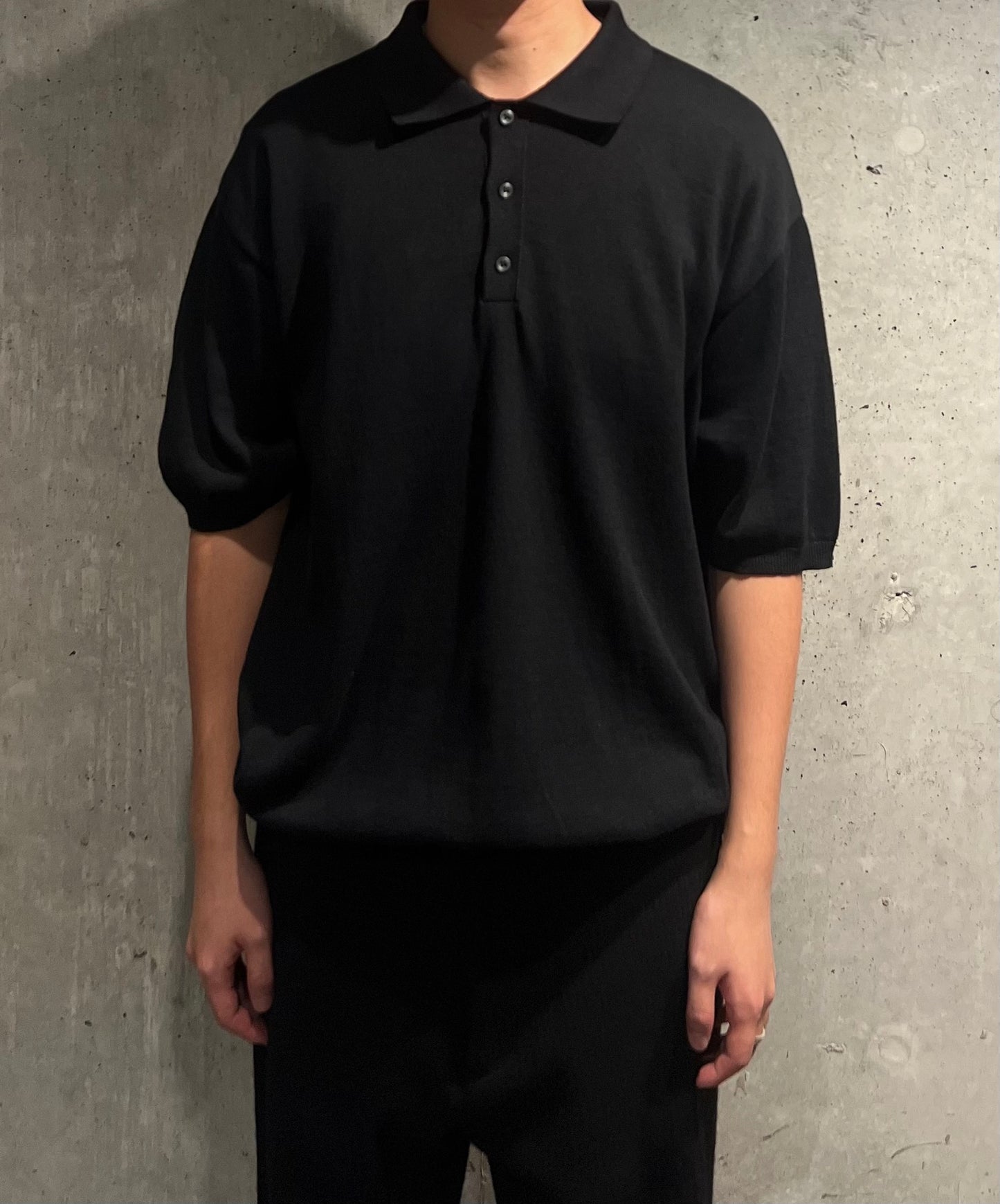 【LOYM】KNIT POLO HALF SLEEVE　BLACK