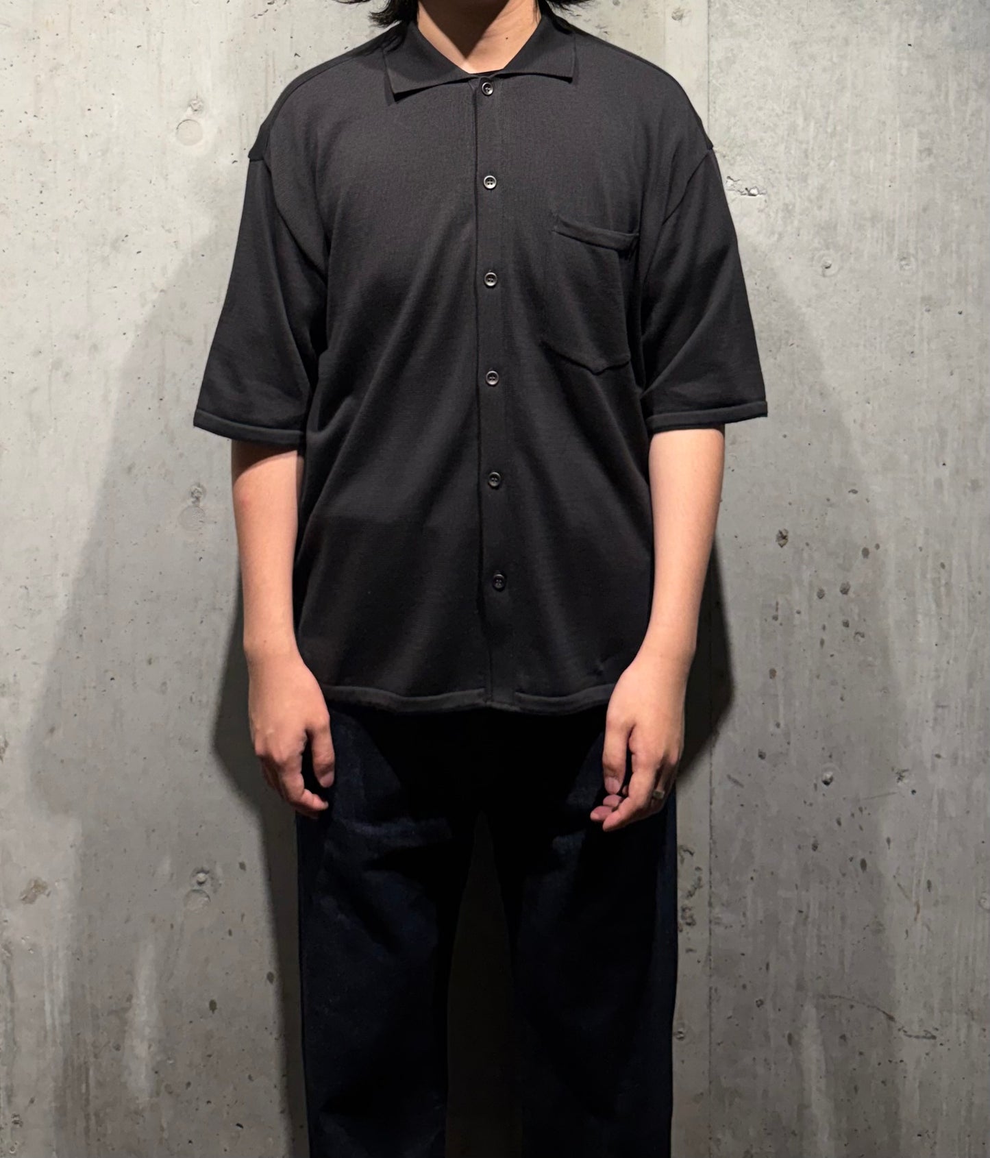 【LOYM】AETHER - GIZA Cotton Knit Shirt(CHARCOAL GRAY)