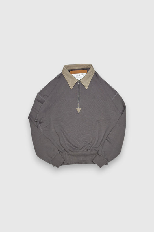 【KYOU】"BROTHERS" Leather × Supima Aging Cotton Sweat(CHARCOAL)