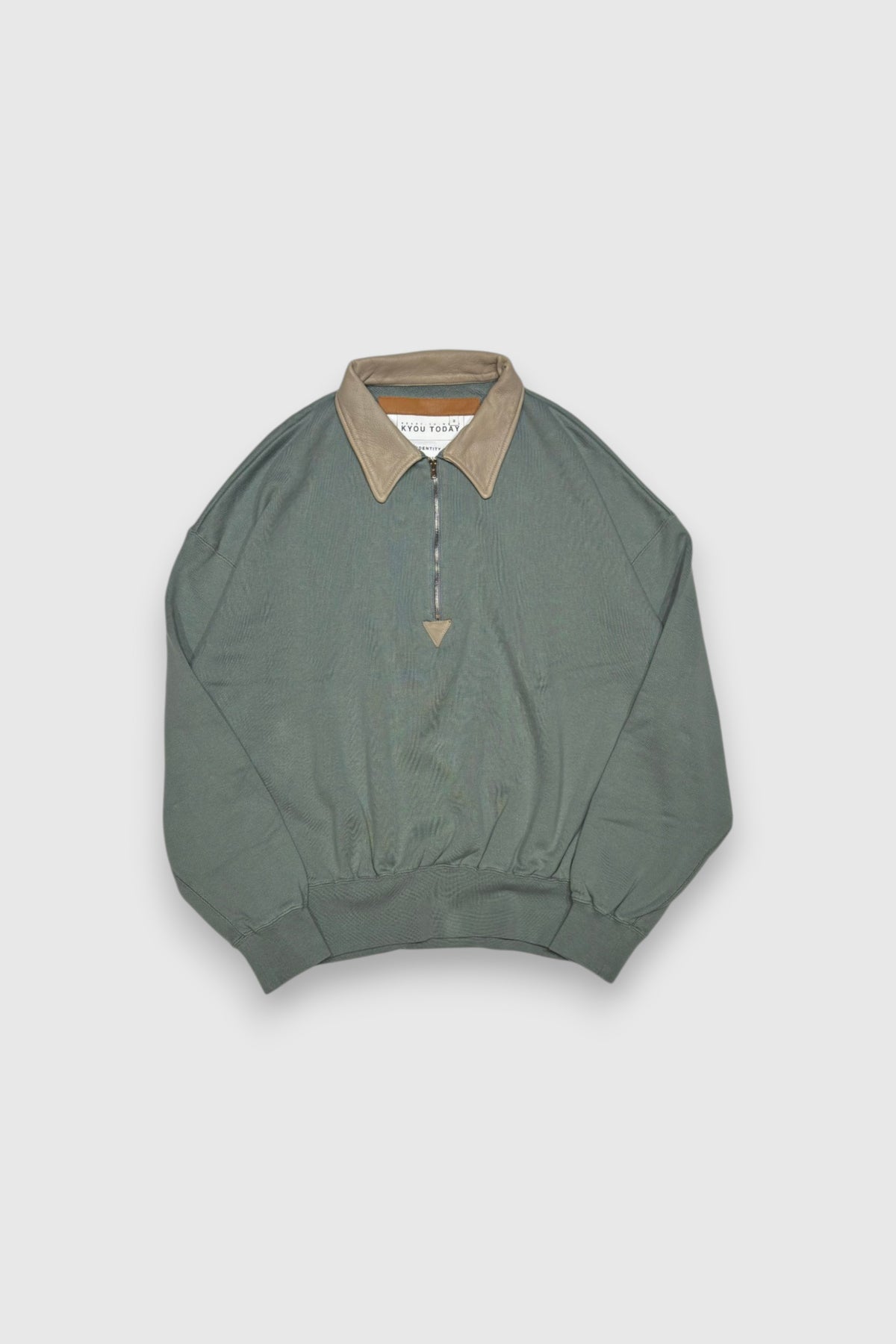 【KYOU】"BROTHERS" Leather × Supima Aging Cotton Sweat(DUSTY GREEN)