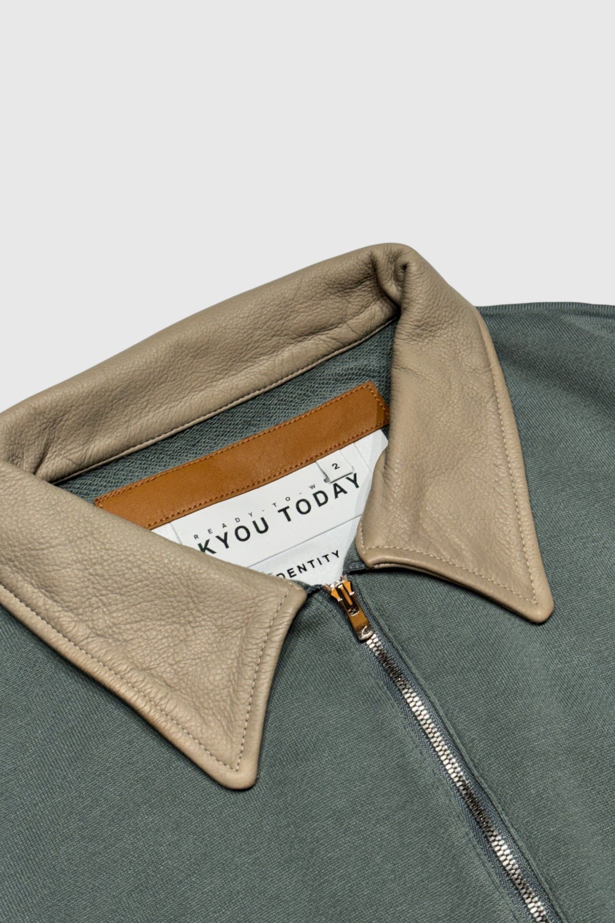 【KYOU】"BROTHERS" Leather × Supima Aging Cotton Sweat(DUSTY GREEN)