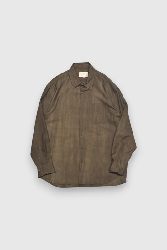 【YOKO SAKAMOTO】REGULAR COLLAR SHIRT(OLIVE×BEIGE)