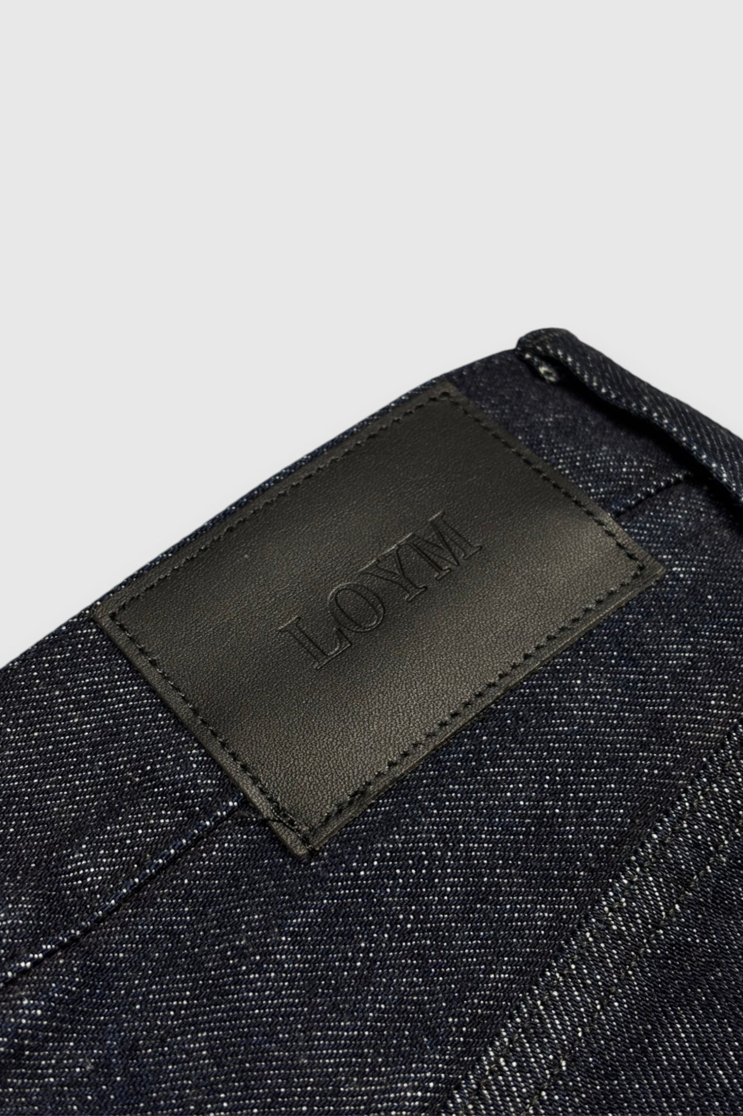 【LOYM】LEATHER POCKET DENIM PANTS
