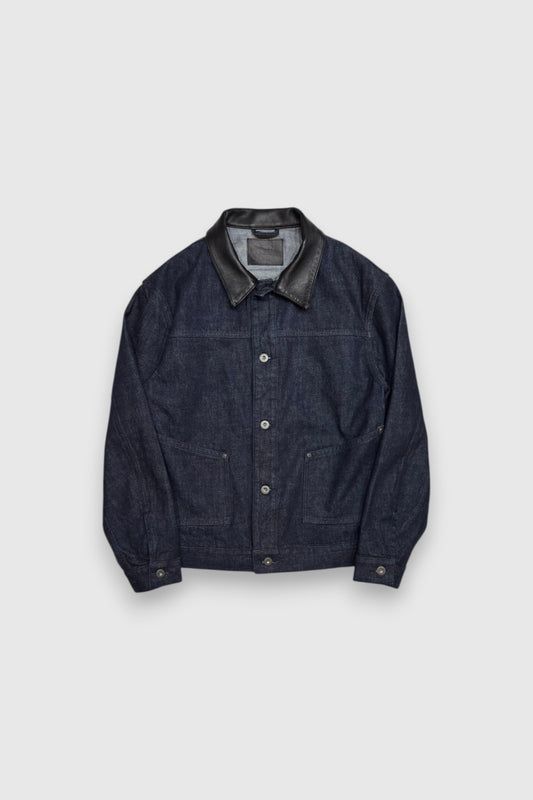 【LOYM】LEATHER COLLAR DENIM JACKET