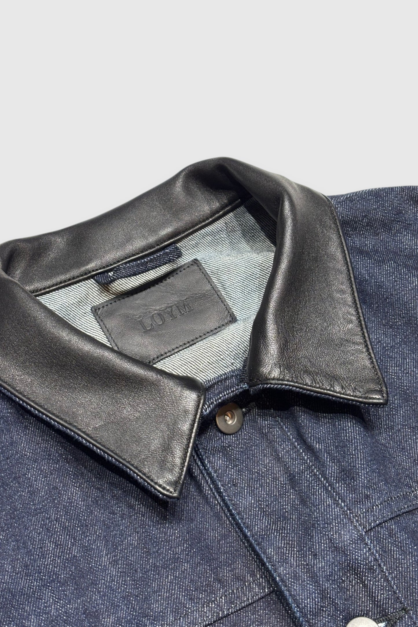 【LOYM】LEATHER COLLAR DENIM JACKET