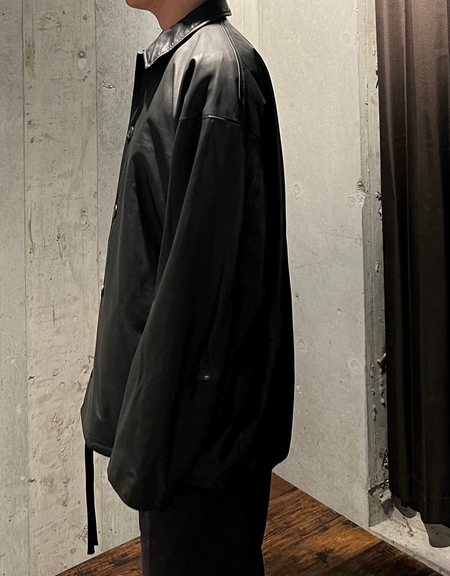 【YOKO SAKAMOTO】 COACH JACKET　COW LEATHER　BLACK-FG