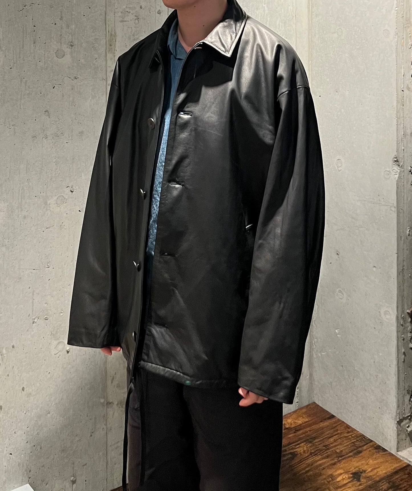【YOKO SAKAMOTO】 COACH JACKET　COW LEATHER　BLACK-FG