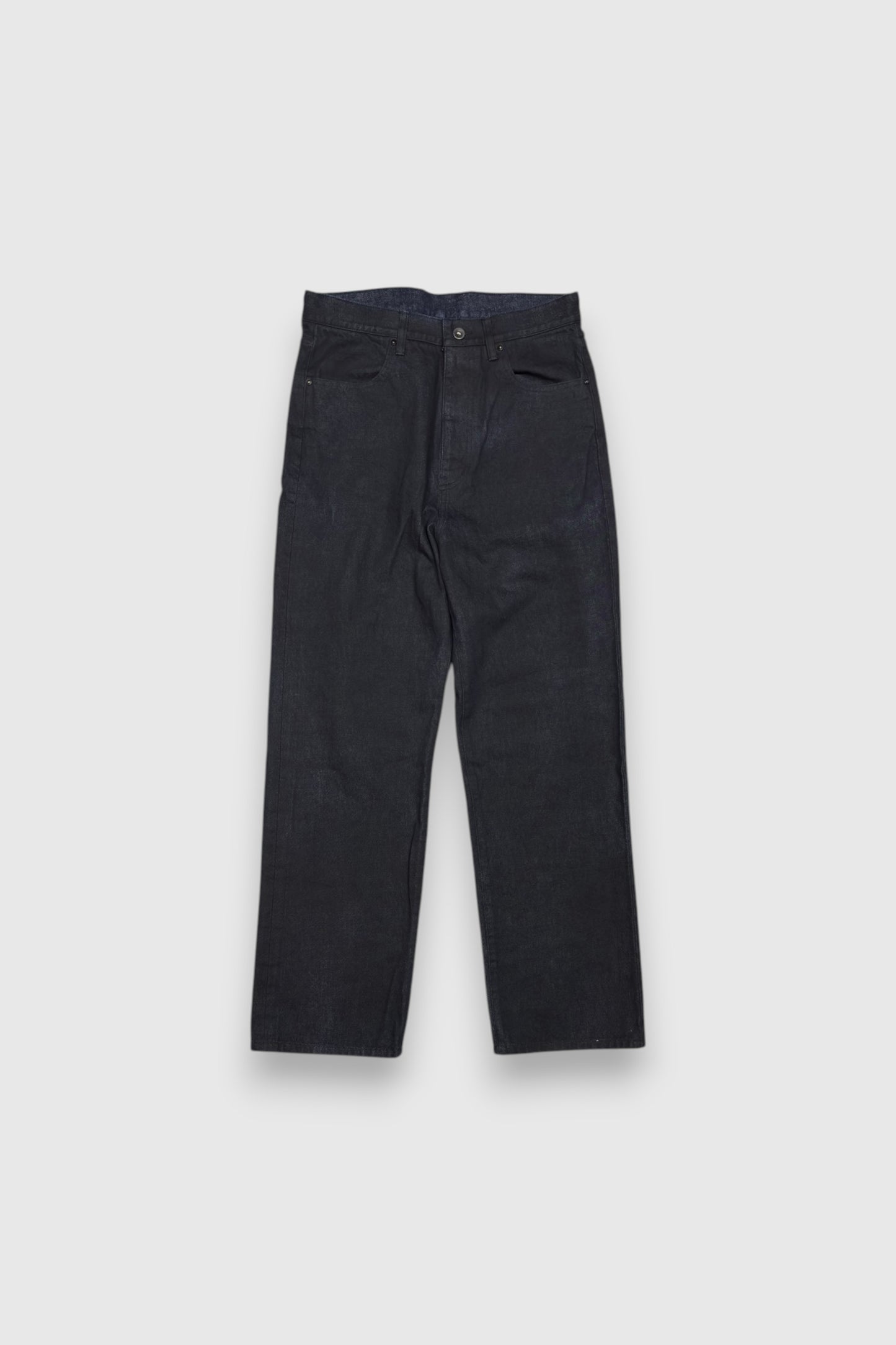 【LOYM】LEATHER POCKET DENIM PANTS (BLACK×DYE)