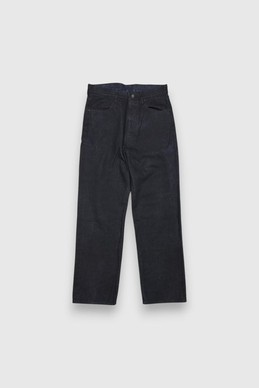 【LOYM】LEATHER POCKET DENIM PANTS (BLACK×DYE)