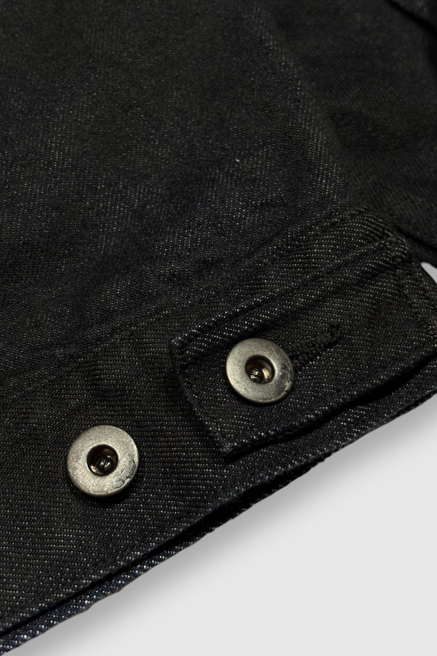【LOYM】LEATHER COLLAR DENIM JACKET (BLACK DYE)